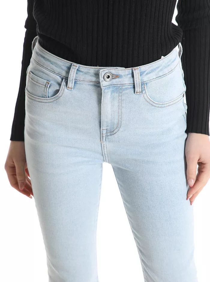 Jeans in Cotone a zampa con tasche con frange