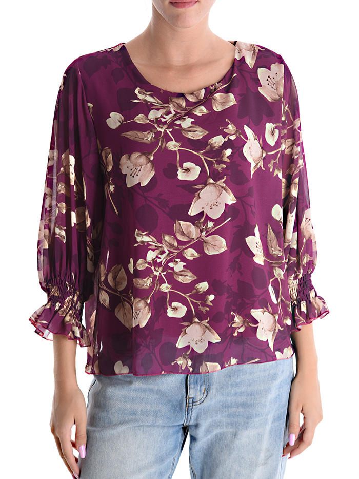 Printed blouse with viscose lining