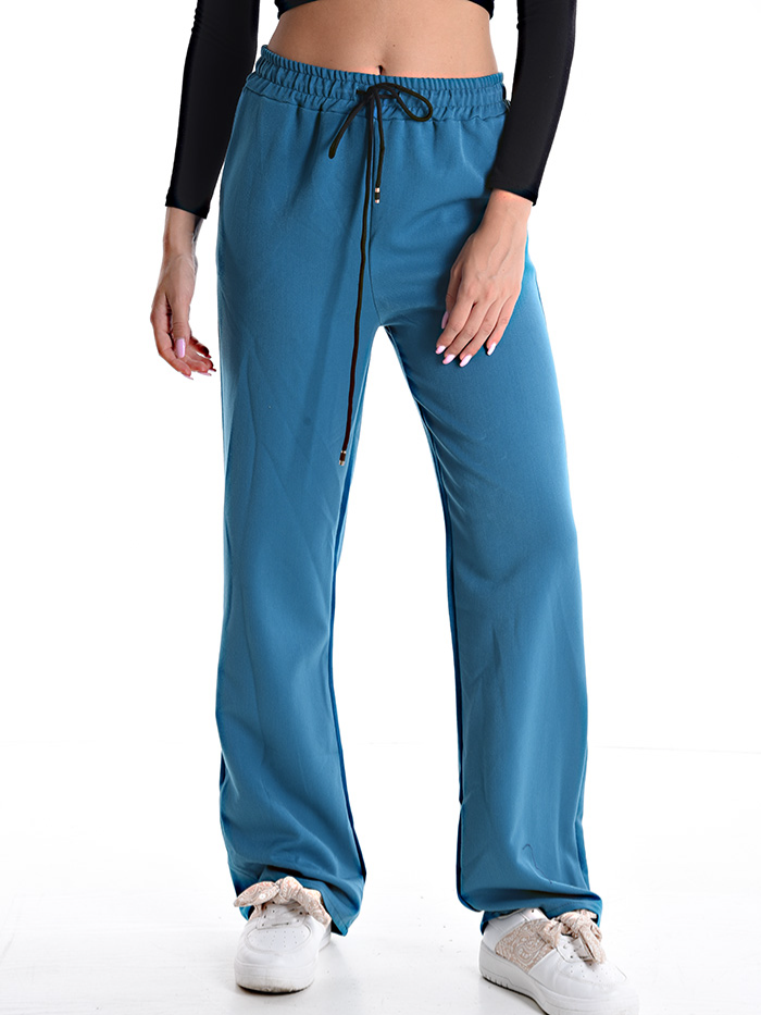 Stretch viscose trousers with drawstring waist