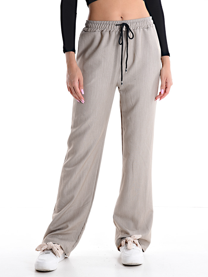 Stretch viscose trousers with drawstring waist