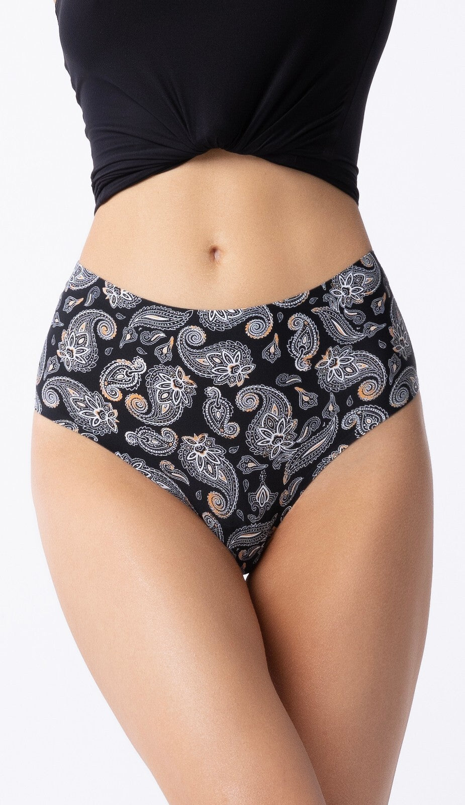 Slip brasiliano a vita alta senza cuciture - Simple Paisley Brasil Maxi - Lullaby Lingerie