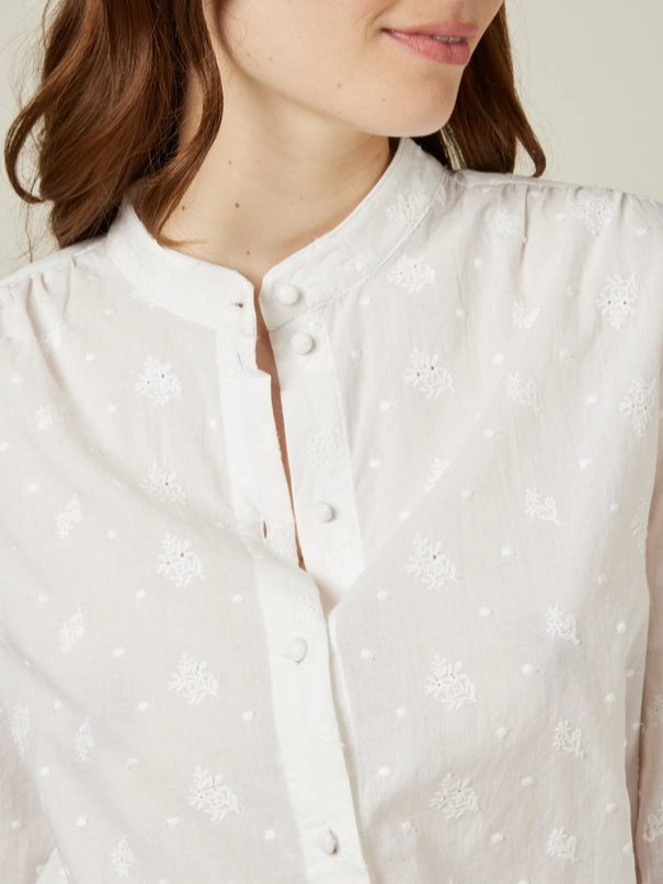 Mandarin collar shirt in 100% cotton - FLEUR