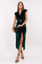 Abito aderente con spalline imbottite e a incrocio - 221313