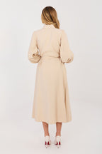 Abito camicia midi in cotone elasticizzato e viscosa