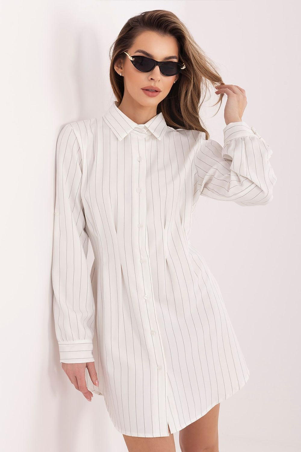 Abito camicia mini a righe con bottoni - MIRIAM - 224767