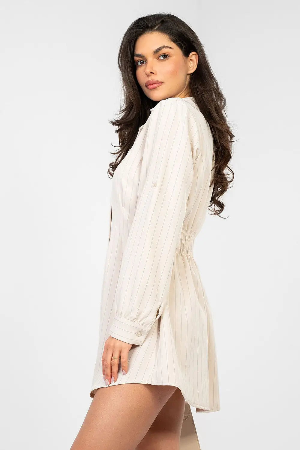 Abito camicia mini a righe con bottoni - MIRIAM - 224767