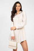 Beige / universale Abito camicia mini a righe con bottoni