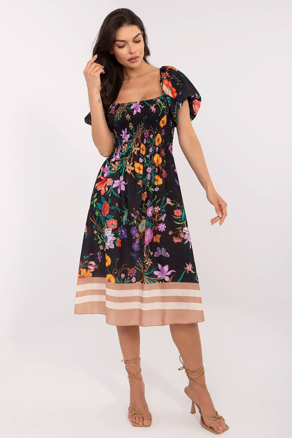 Nero / Taglia unica Abito estivo romantico e elegante