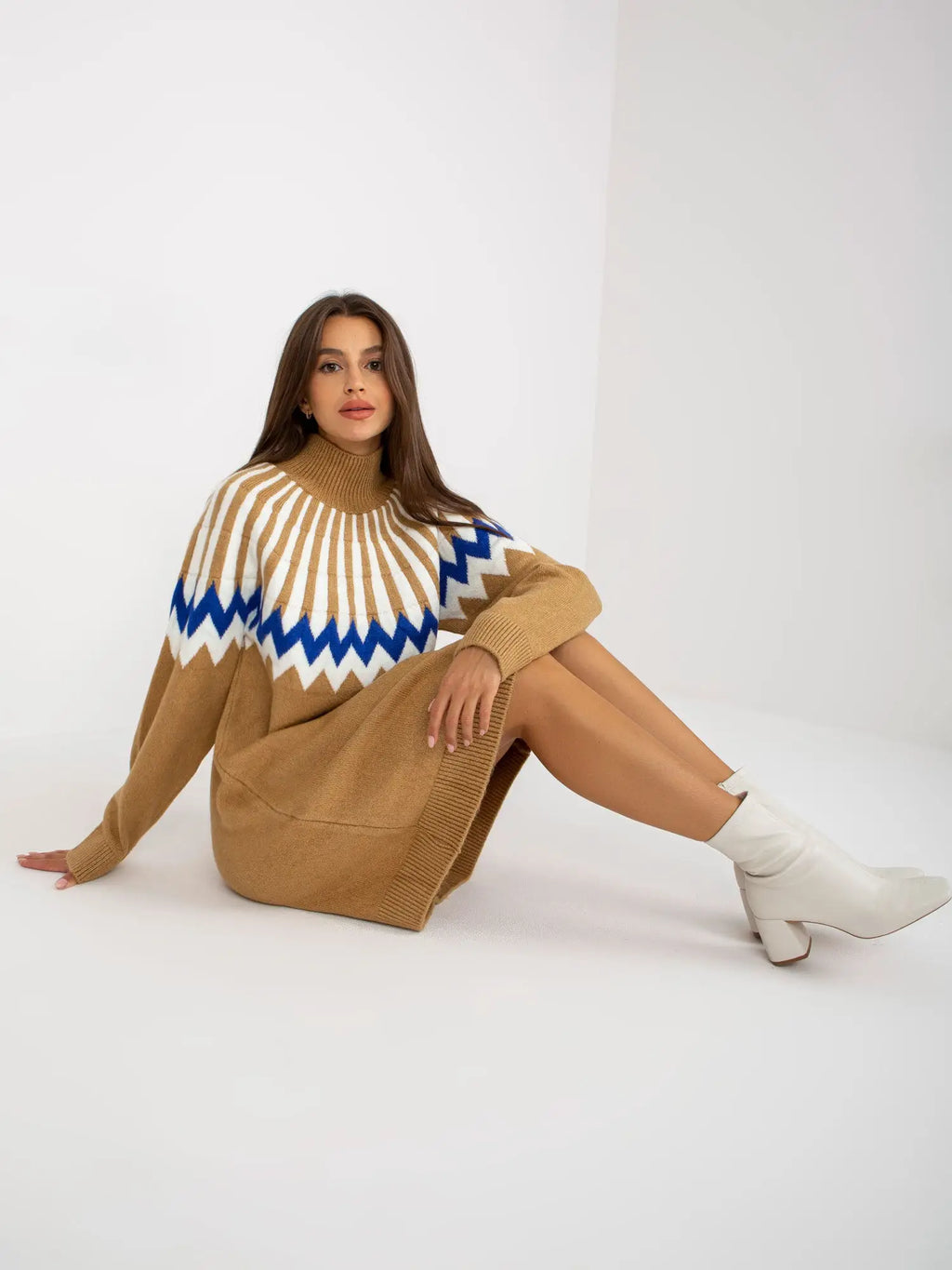 Abito in maglia con motivo geometrico - 170358