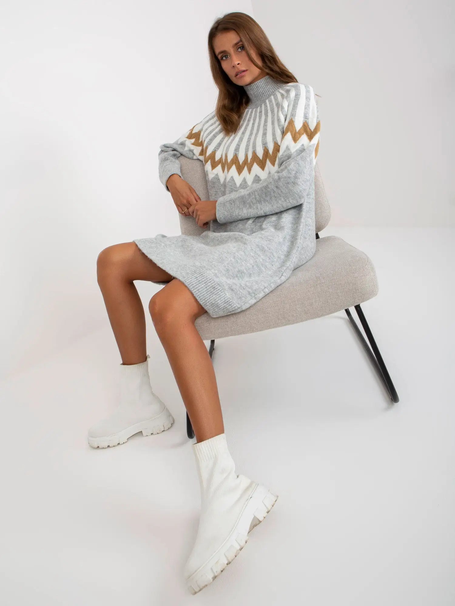 Abito in maglia con motivo geometrico - 170358