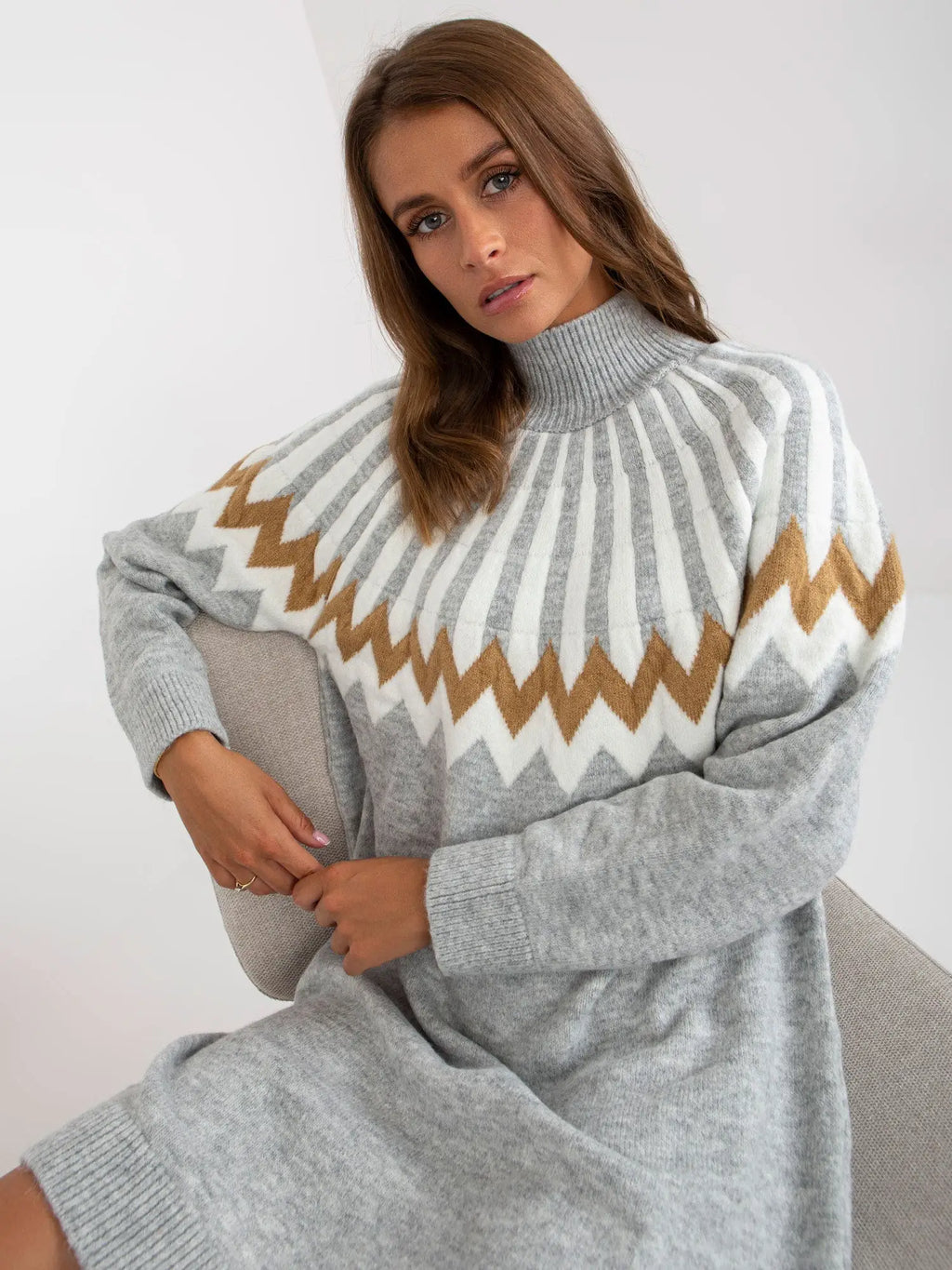 Abito in maglia con motivo geometrico - 170358