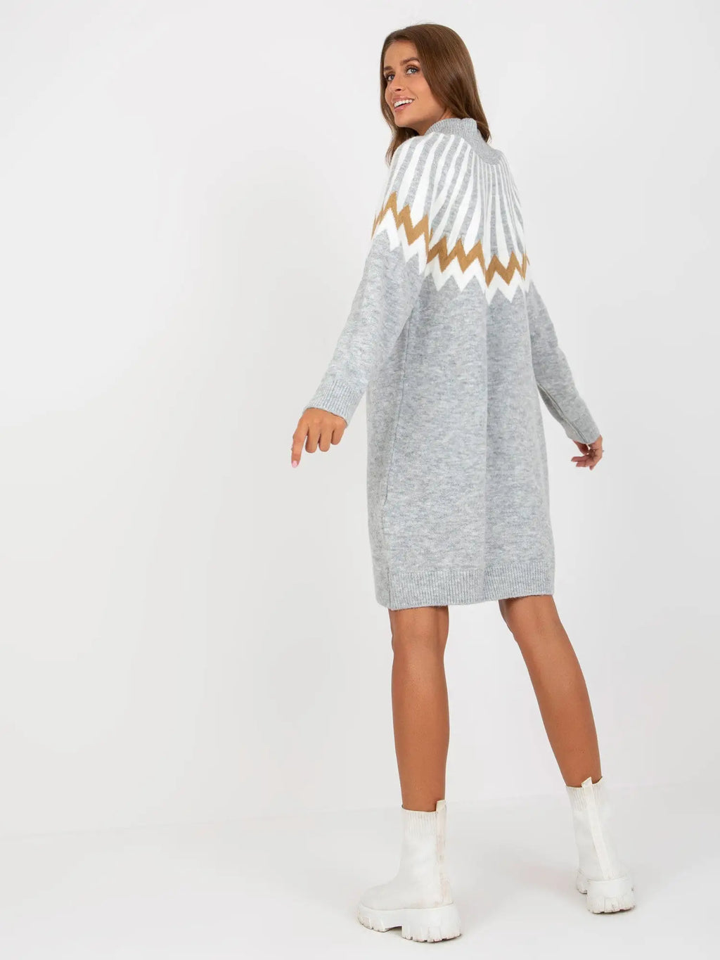 Abito in maglia con motivo geometrico - 170358