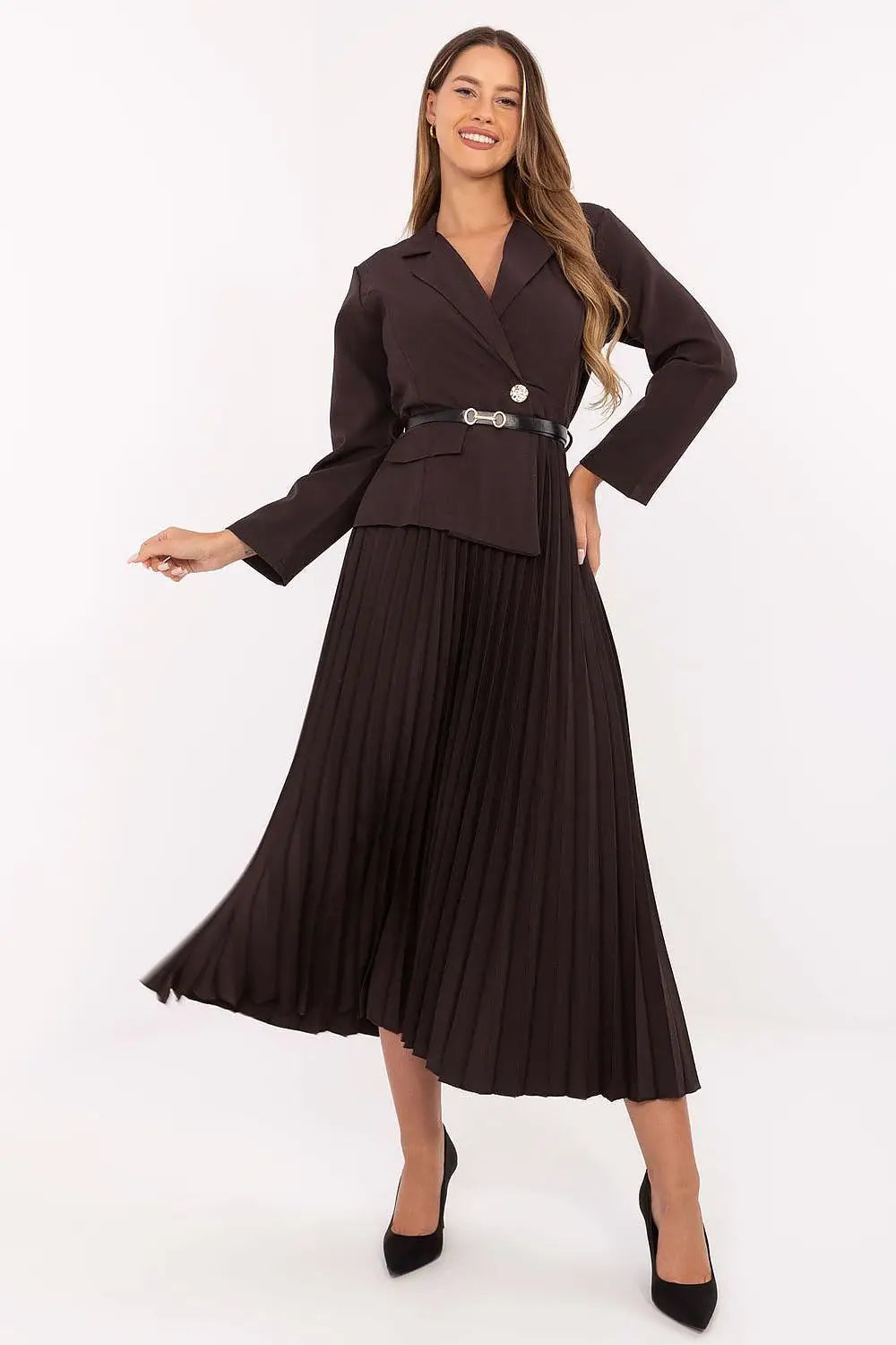 Abito lungo elegante con linea svasata - 217002