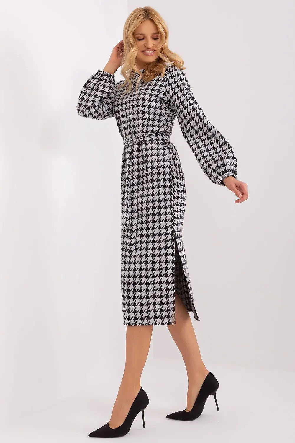 Abito midi con spacco motivo geometrico - 191570