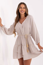 Beige 2 / Taglia unica Abito mini in mussola stile boho