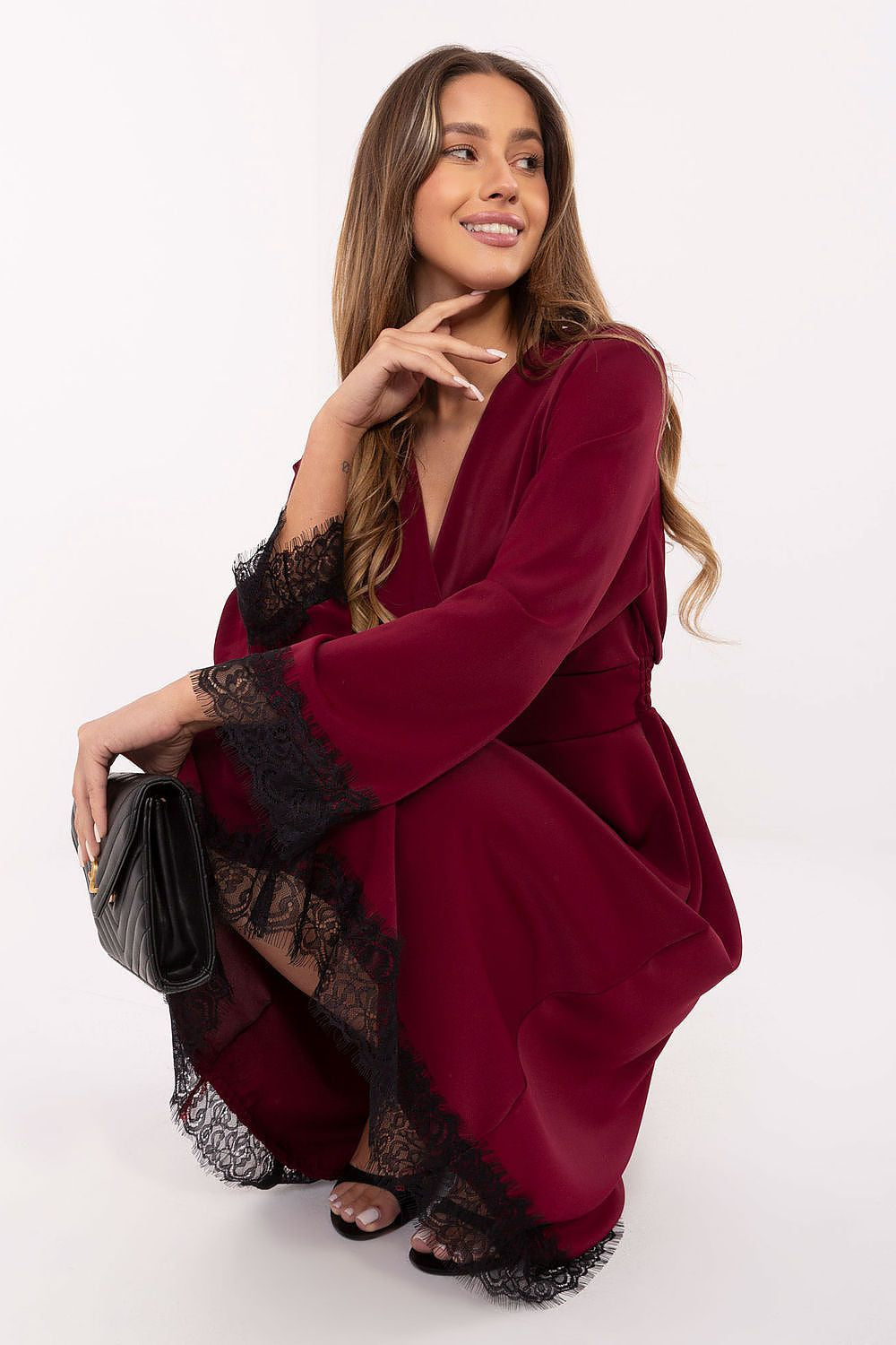 Abito svasato con lunghezza midi e scollo a camicia - 220302