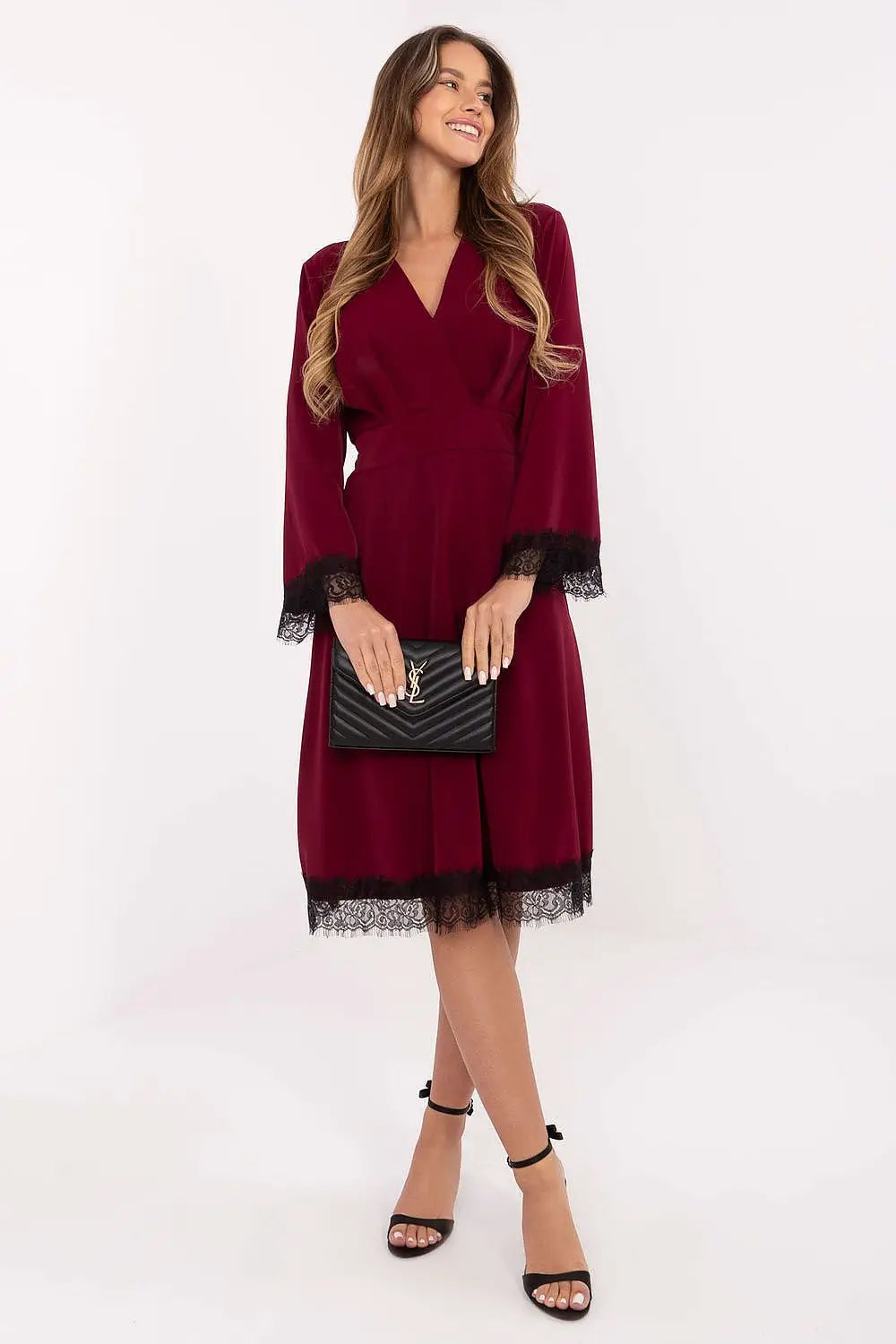 Abito svasato con lunghezza midi e scollo a camicia - 220302