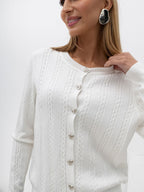 ecru / S/M Alissa - Cardigan Elegante da Donna in Viscosa