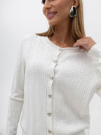 ecru / S/M Alissa - Cardigan Elegante da Donna in Viscosa