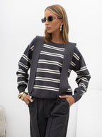 Amina - Maglione da Donna 2 in 1 a Righe Viscosa