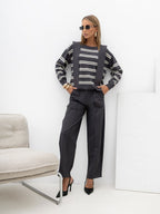 Amina - Maglione da Donna 2 in 1 a Righe Viscosa
