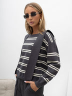 Amina - Maglione da Donna 2 in 1 a Righe Viscosa