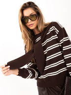 Amina - Maglione da Donna 2 in 1 a Righe Viscosa