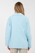 Blazer casual in cotone denim con ricami floreali - LILY
