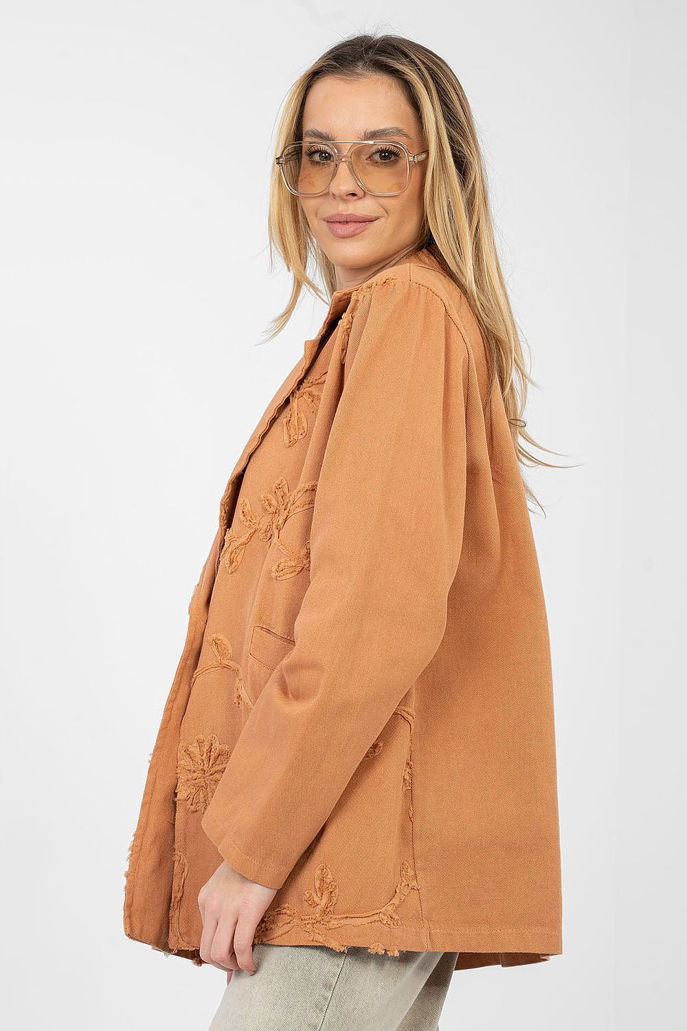 Arancione / Universale Blazer casual in cotone denim