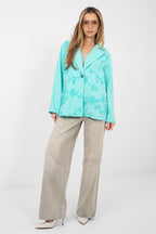 azzurro 2 / Universale Blazer casual in cotone denim