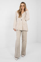 Blazer casual in cotone denim con ricami floreali - LILY
