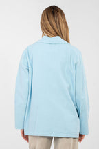 Blazer casual in cotone denim con ricami floreali - LILY
