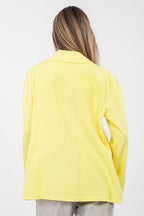 Blazer casual in cotone denim con ricami floreali - LILY