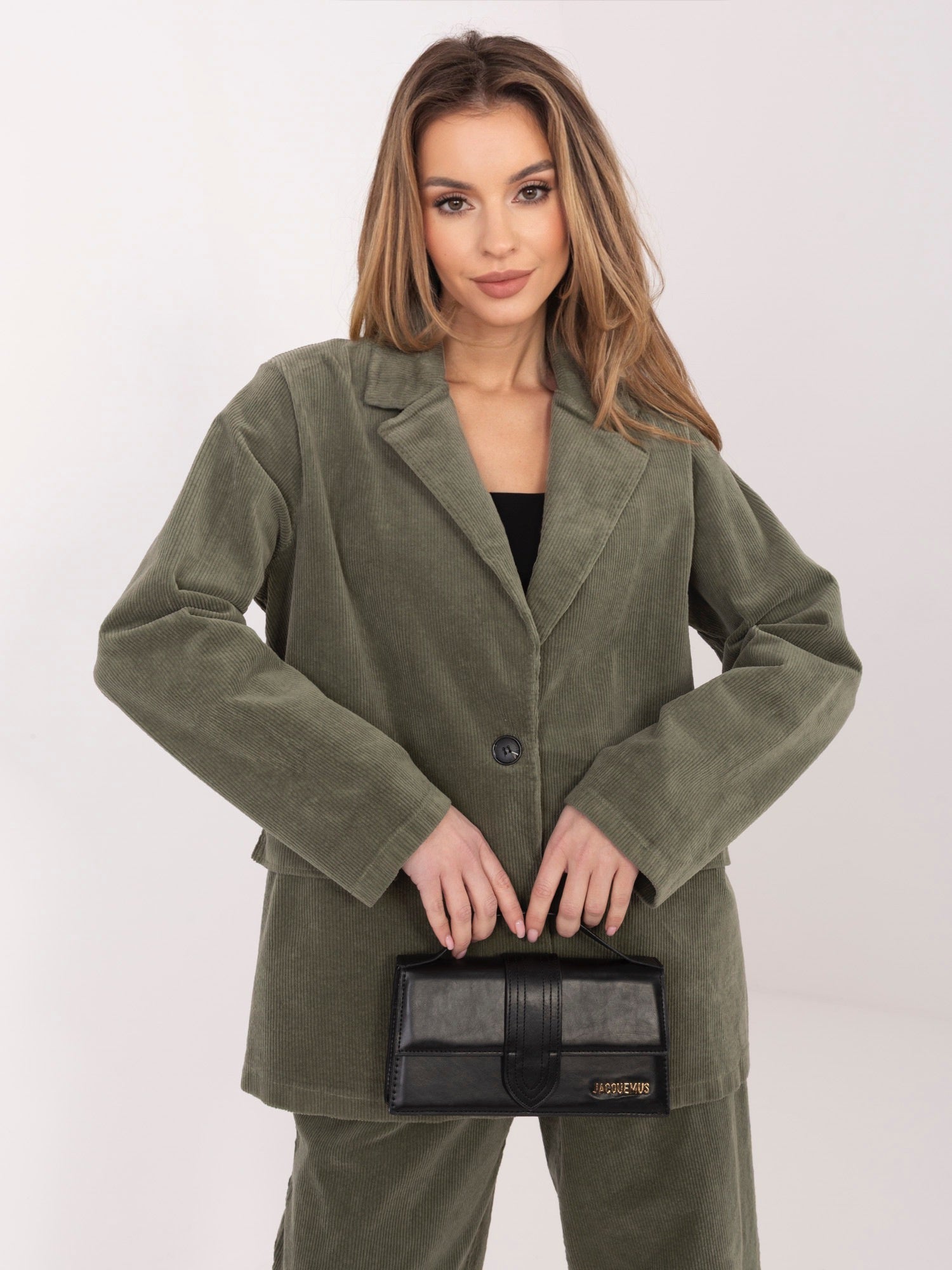 ONE SIZE / Verde Blazer Casual in Velluto a Coste