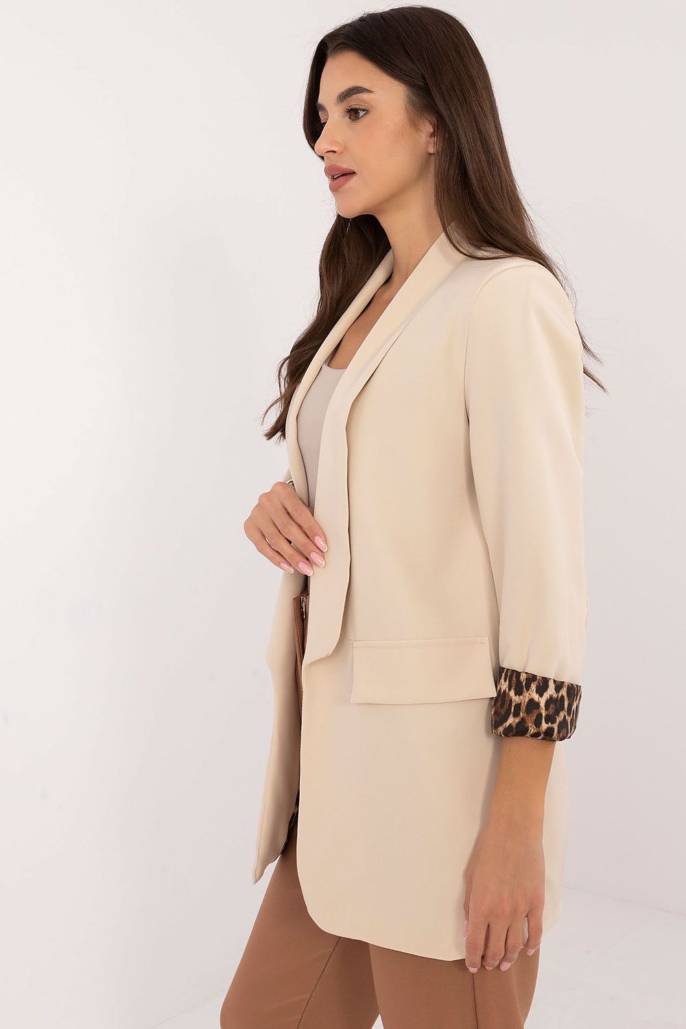 Blazer donna aperto con profili animalier - 200484