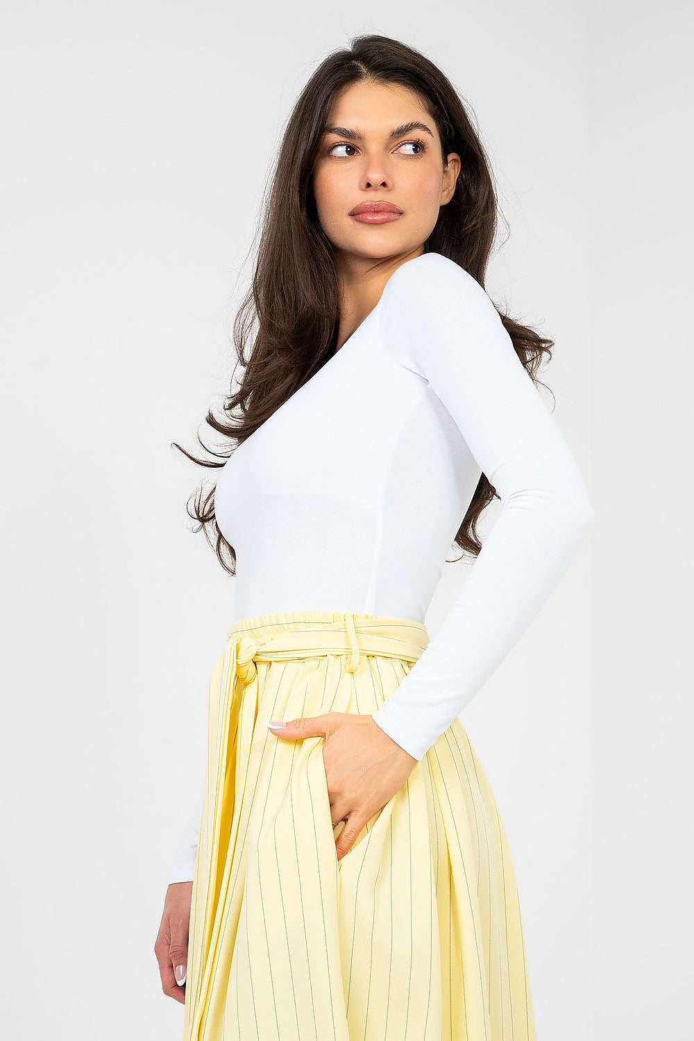 Blusa basic aderente in cotone elasticizzato - TIZIANA