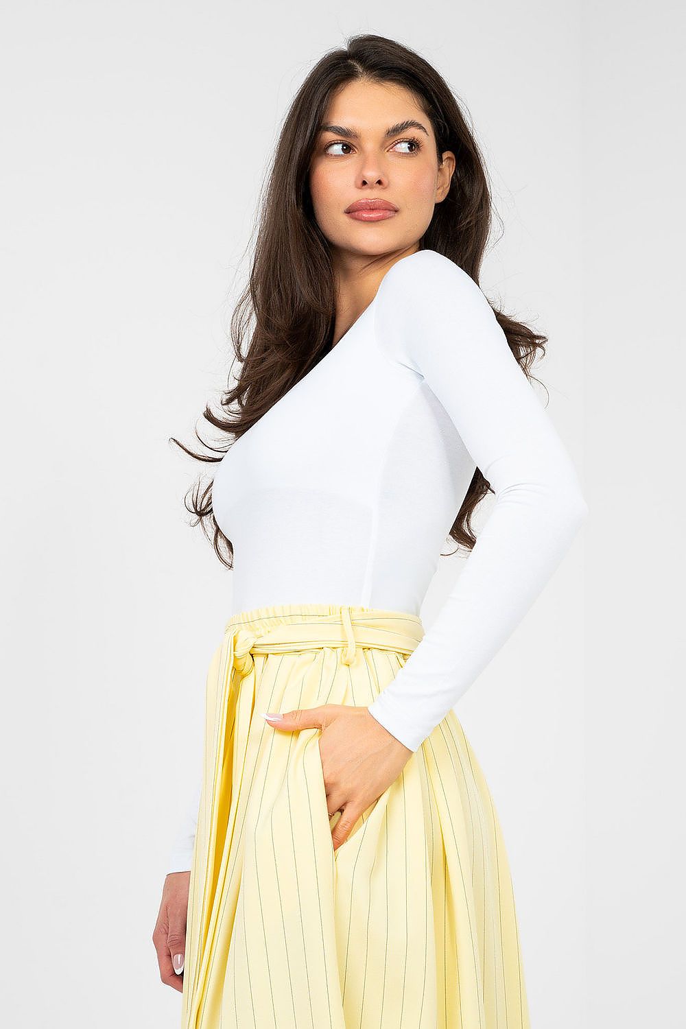 Blusa basic aderente in cotone elasticizzato - TIZIANA