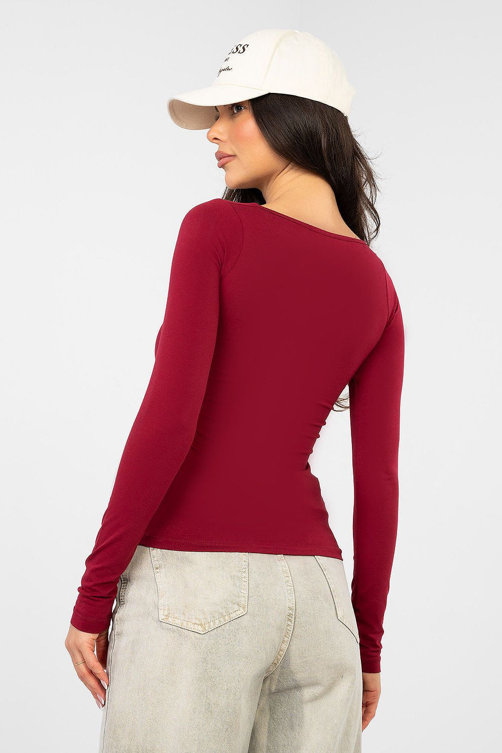 Blusa basic aderente in cotone elasticizzato - TIZIANA