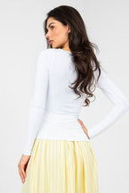 Blusa basic aderente in cotone elasticizzato - TIZIANA