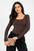 Blusa basic aderente in cotone elasticizzato - TIZIANA