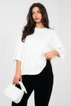 Bianco / S/M Blusa basic in viscosa dal taglio morbido
