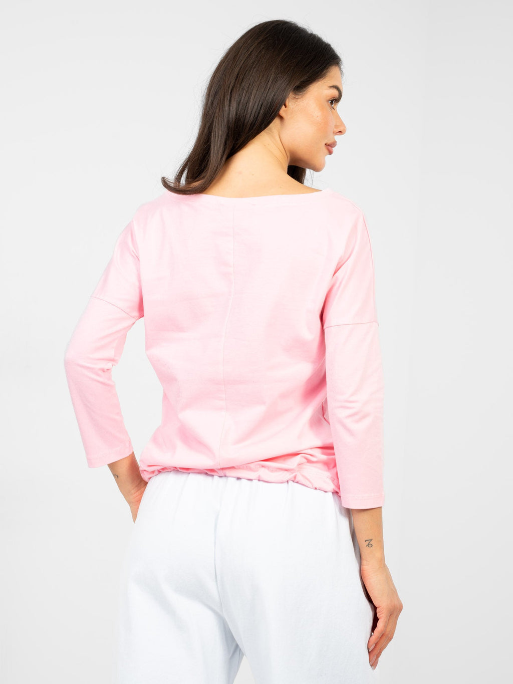Blusa Casual in Cotone con Maniche a 3/4 e Nodo Vita (Mia)