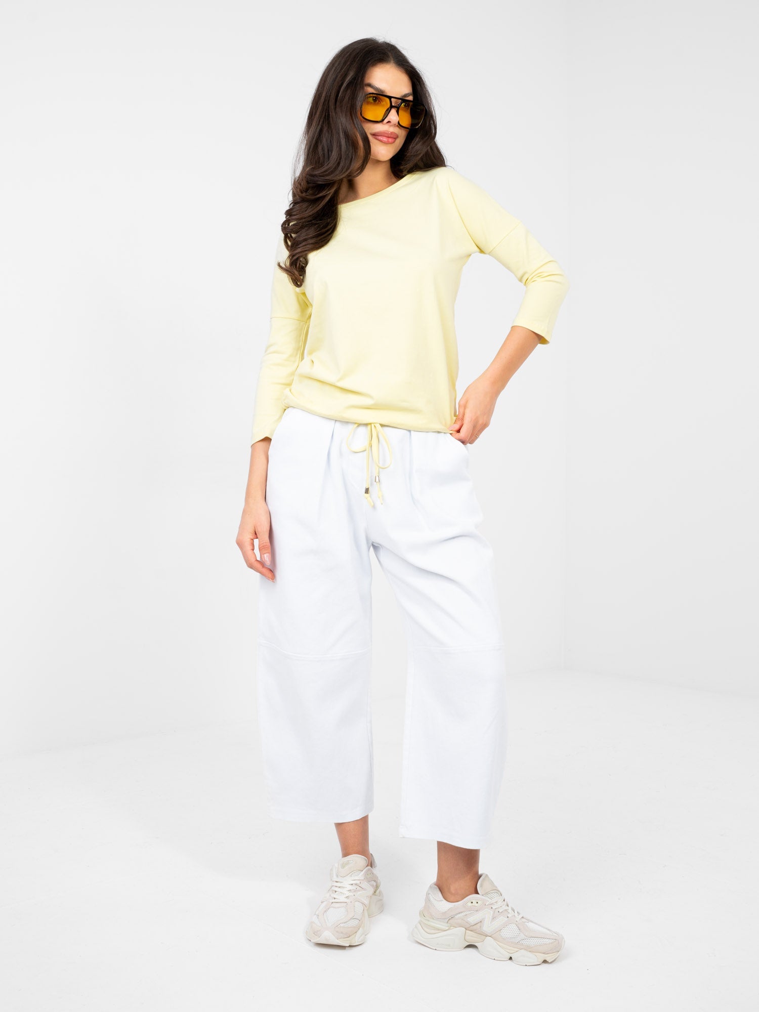 Blusa Casual in Cotone con Maniche a 3/4 e Nodo Vita (Mia)