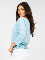 Blusa Casual in Cotone con Maniche a 3/4 e Nodo Vita (Mia)