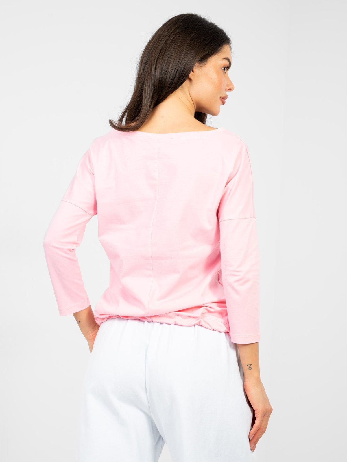 Blusa Casual in Cotone con Maniche a 3/4 e Nodo Vita (Mia)