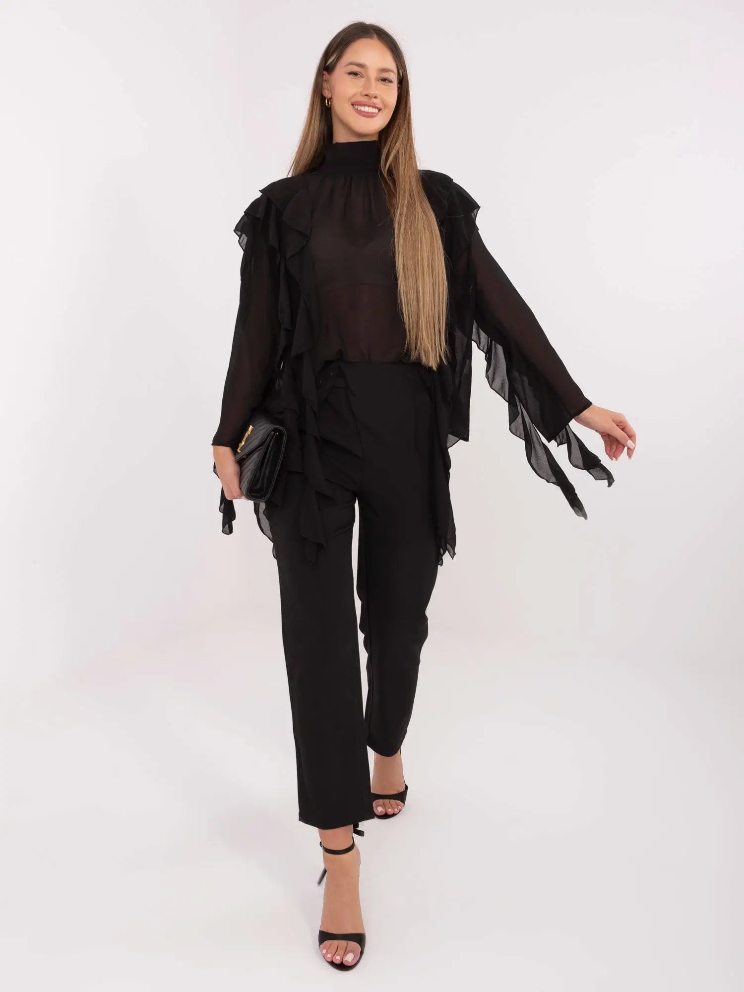 Blusa colletto dolcevita e ruches - 221414