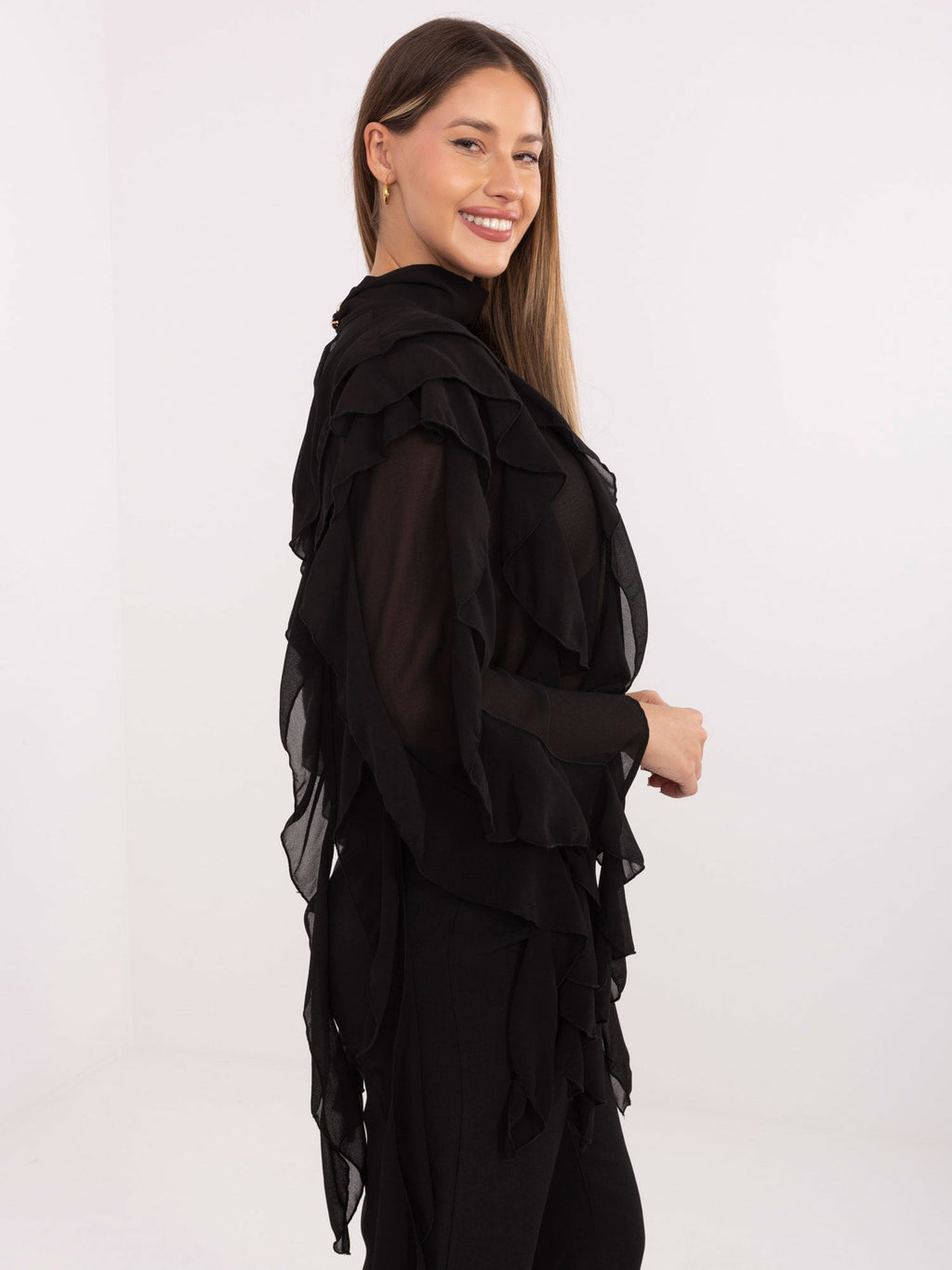 Nero / Universale Blusa colletto dolcevita e ruches - 221414