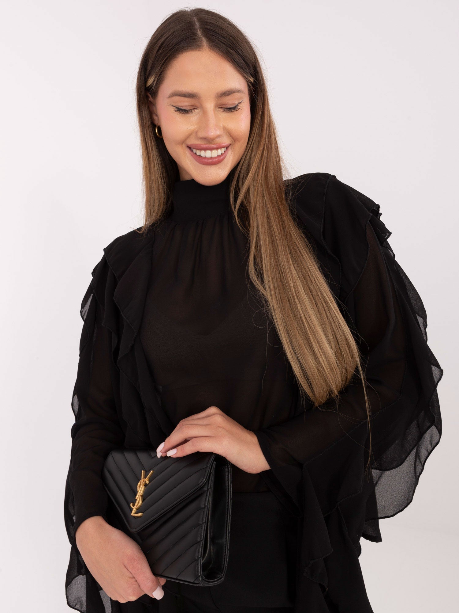 Nero / Universale Blusa colletto dolcevita e ruches - 221414