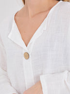 Blusa in Cotone con Scollo a V e Bottone Decorativo (Stella)