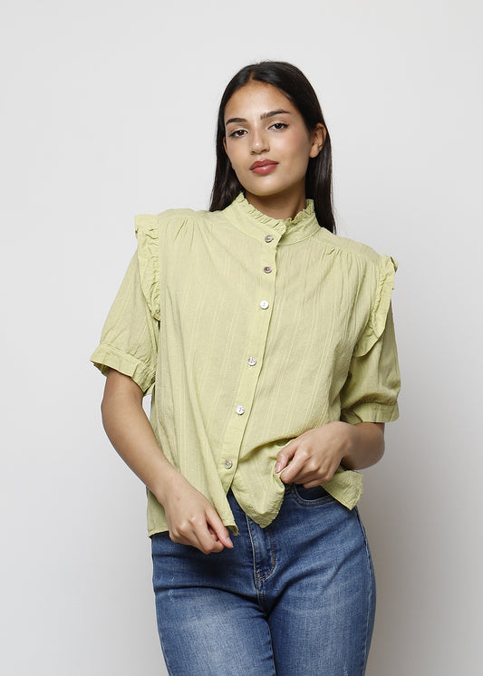 Blusa aperta con bottoni in 100% cotone